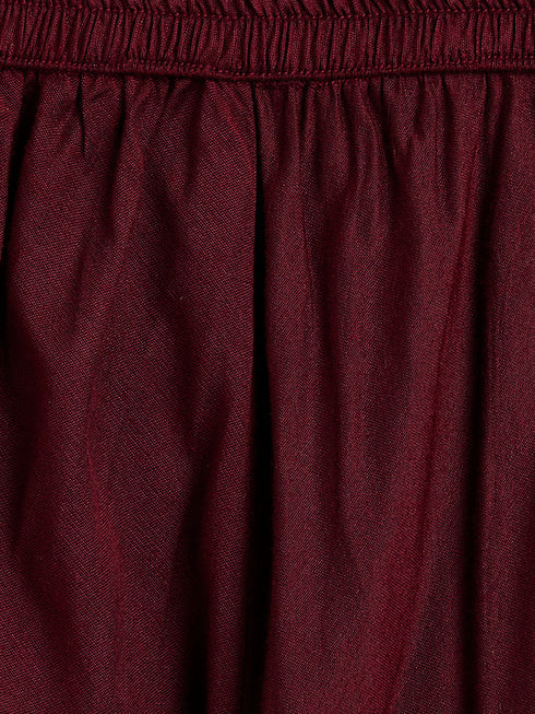 Sishu Girl's Maroon Mirror Kurta Pyjama Set
